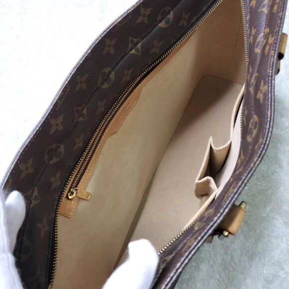 Authentic LOUIS VUITTON Monogram Luco XL Tote Shoulder Bag LV Brown Tan - Picture 6 of 11